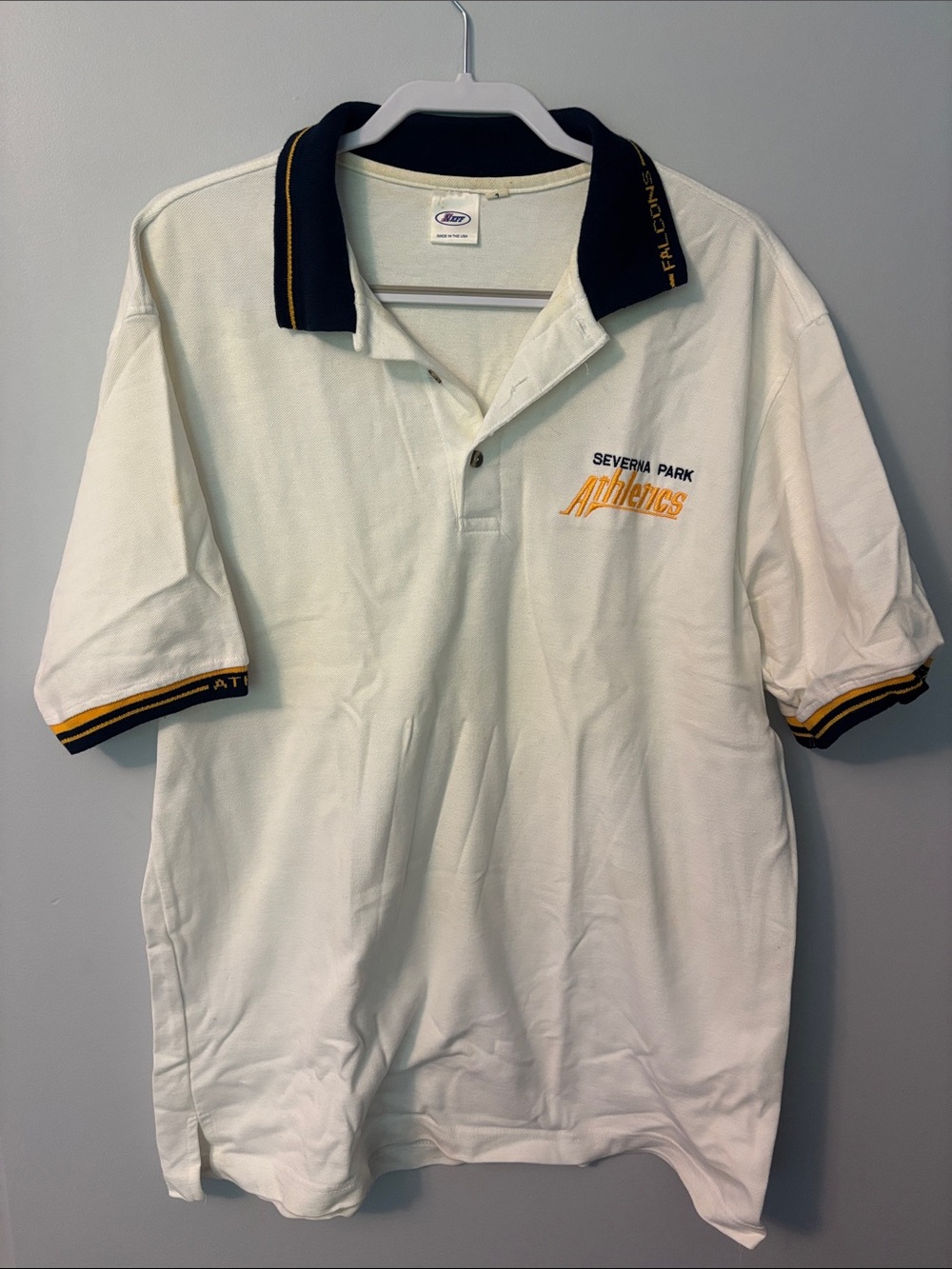 Neff White Polo with Navy and Gold Trim
